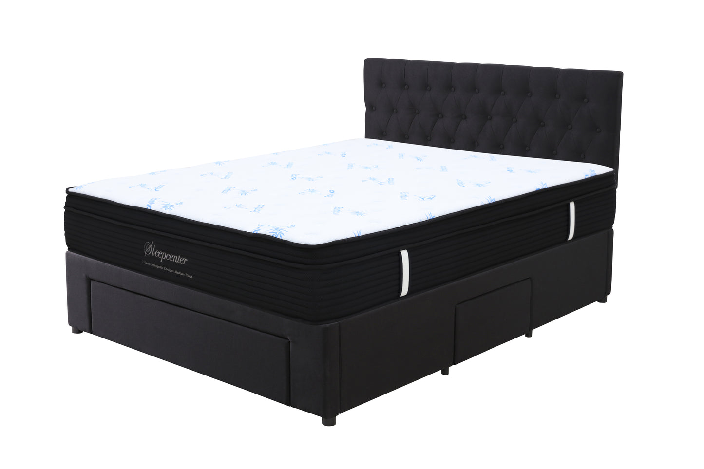 King Euro Top 5 Zone Pocket Spring Mattress & 3 drawers bed base with headboard Combo