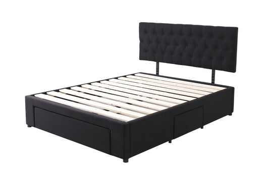 Super King Tight Top 5 Zone Pocket Spring Mattress & 3 drawers bed base with headboard Combo - Black