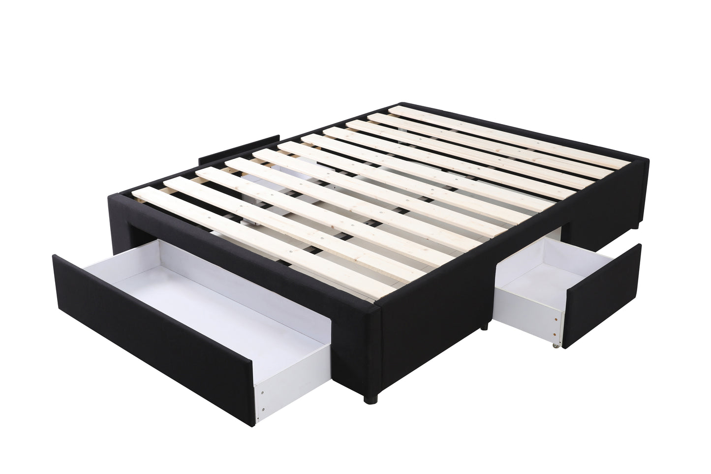 Bed Bases with 3 Drawers - Queen - Black