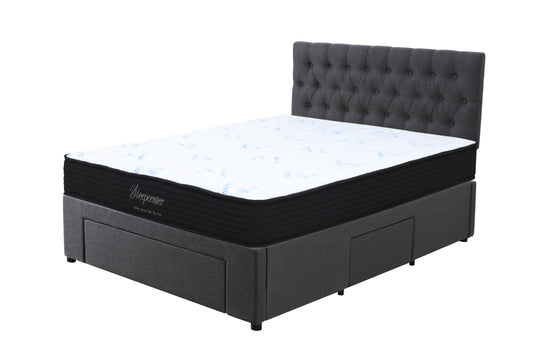 Double Tight Top 5 Zone Pocket Spring Mattress&3 drawers bed base with headboard Combo
