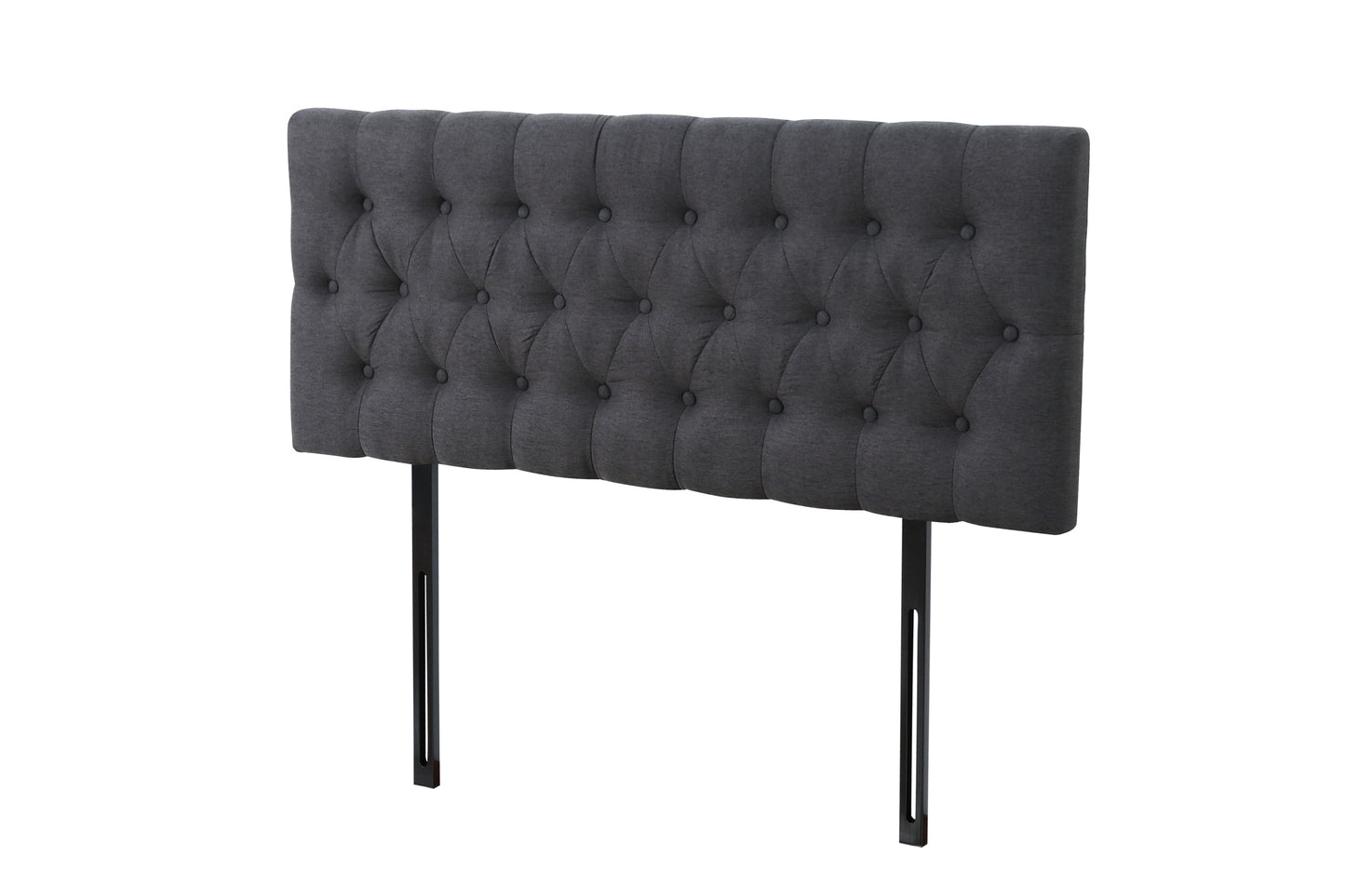Button Headboard with Metal Legs - Super King - Charcoal