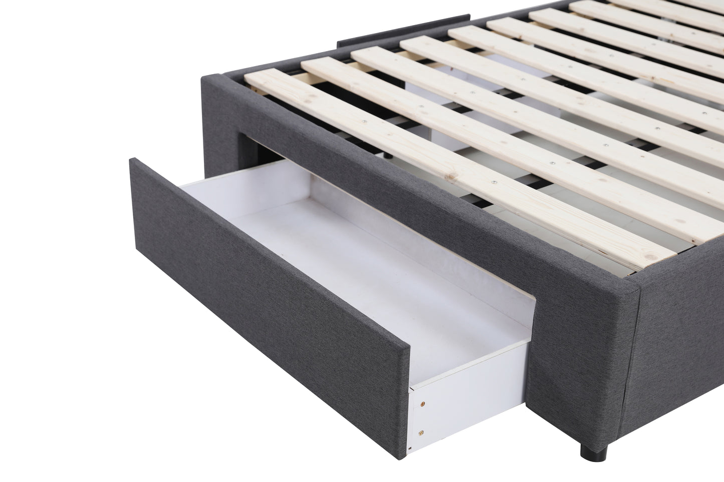 Adjustable Button Headboard with 3 Drawers Bed Frame - King - Charcoal
