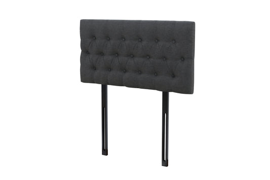 Button Headboard with Metal Legs - King Single - Charcoal