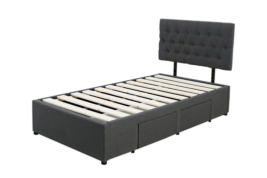 Single Tight Top 5 Zone Pocket Spring Mattress & 2 drawers bed base with headboard Combo