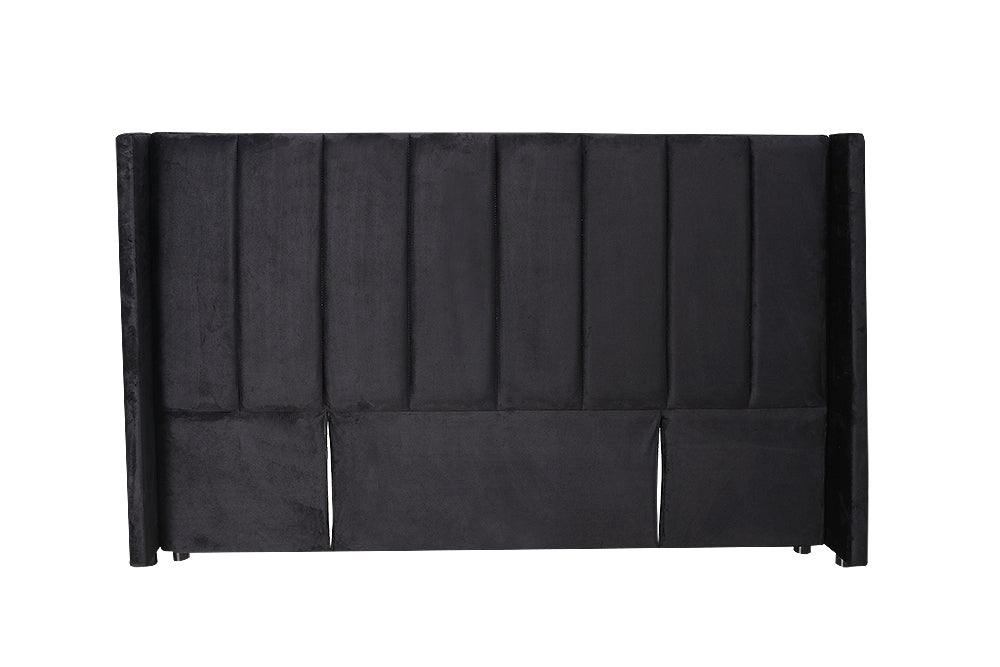 Modern Fullboard Headboard with Wings - King - Velvet Black