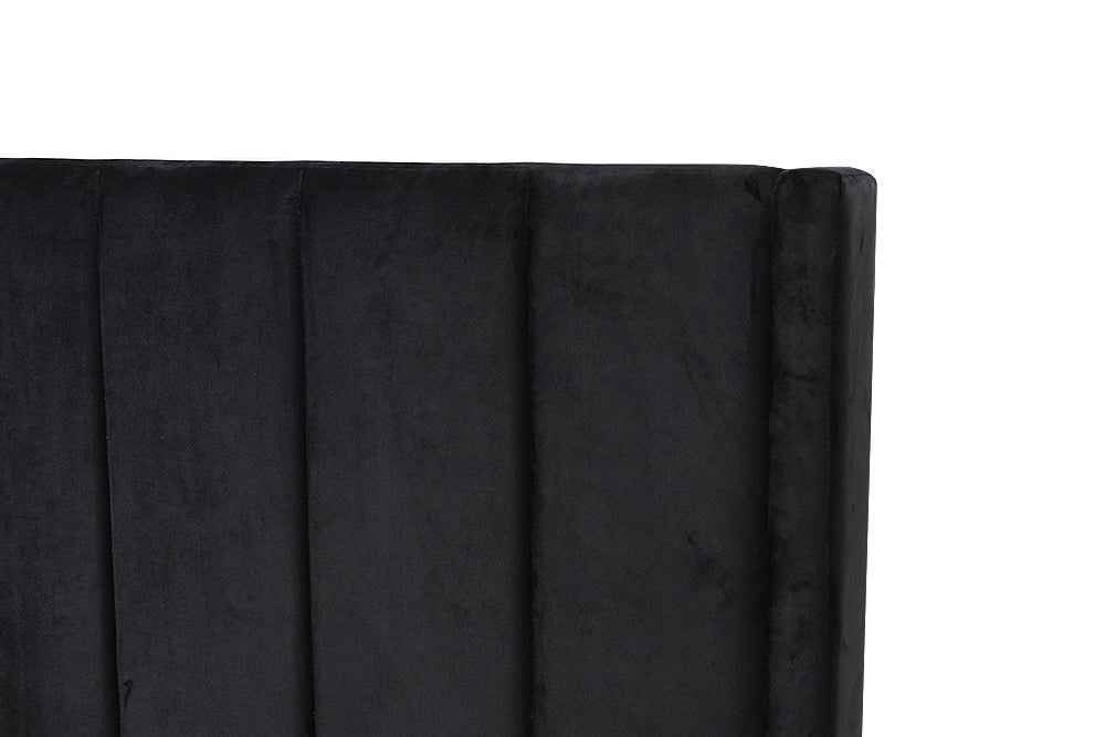 Modern Fullboard Headboard with Wings - King - Velvet Black