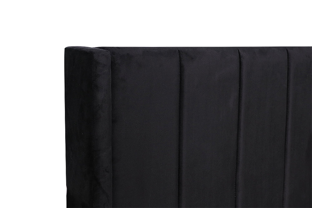 Modern Fullboard Headboard with Wings - King - Velvet Black