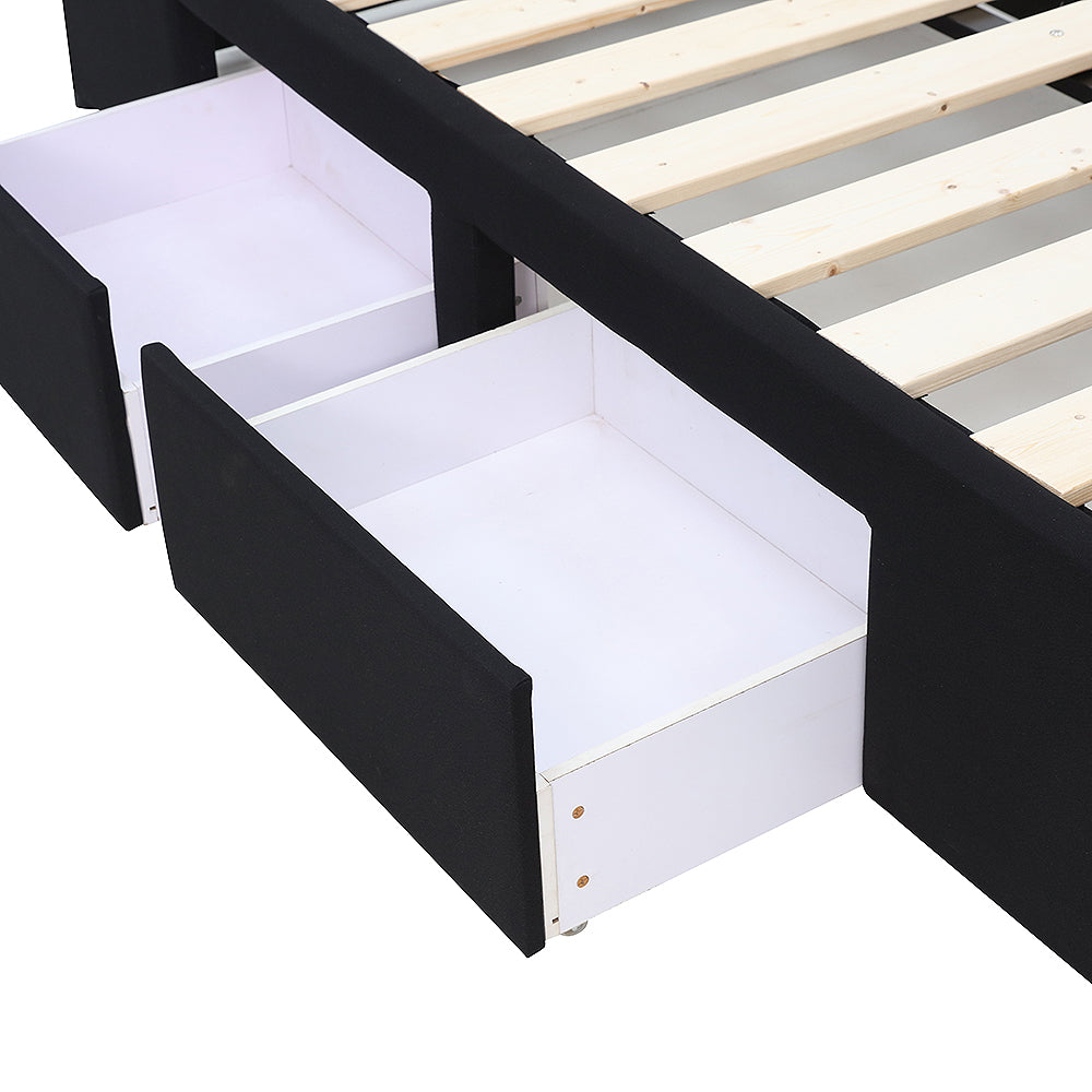 Bed Bases with 2 Drawers - King Single - Black