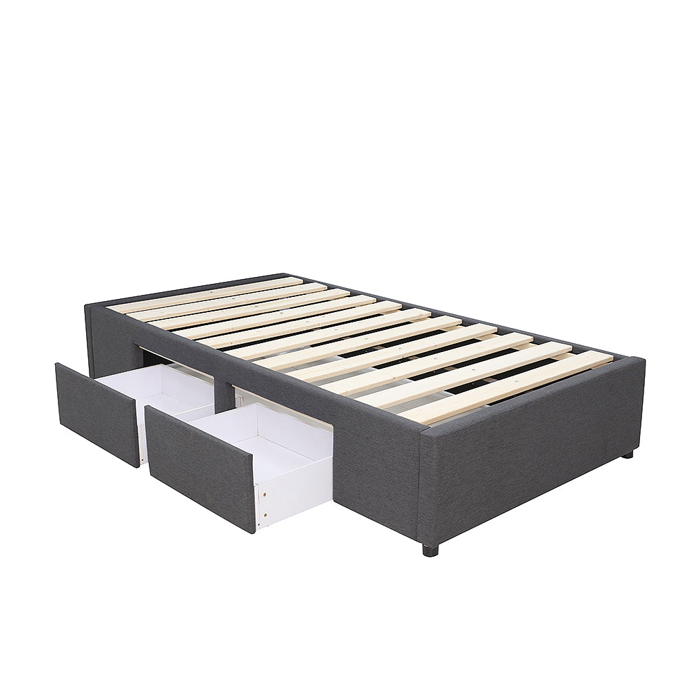 Bed Bases with 2 Drawers - King Single - Charcoal