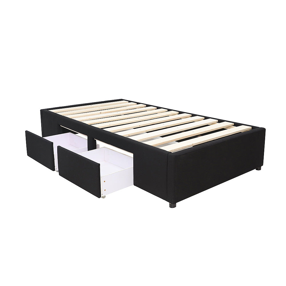 Bed Bases with 2 Drawers - King Single - Black