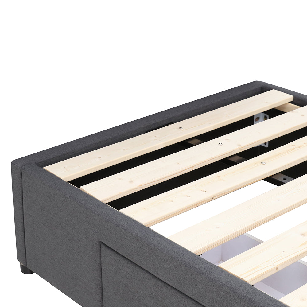 Bed Bases with 2 Drawers - King Single - Charcoal