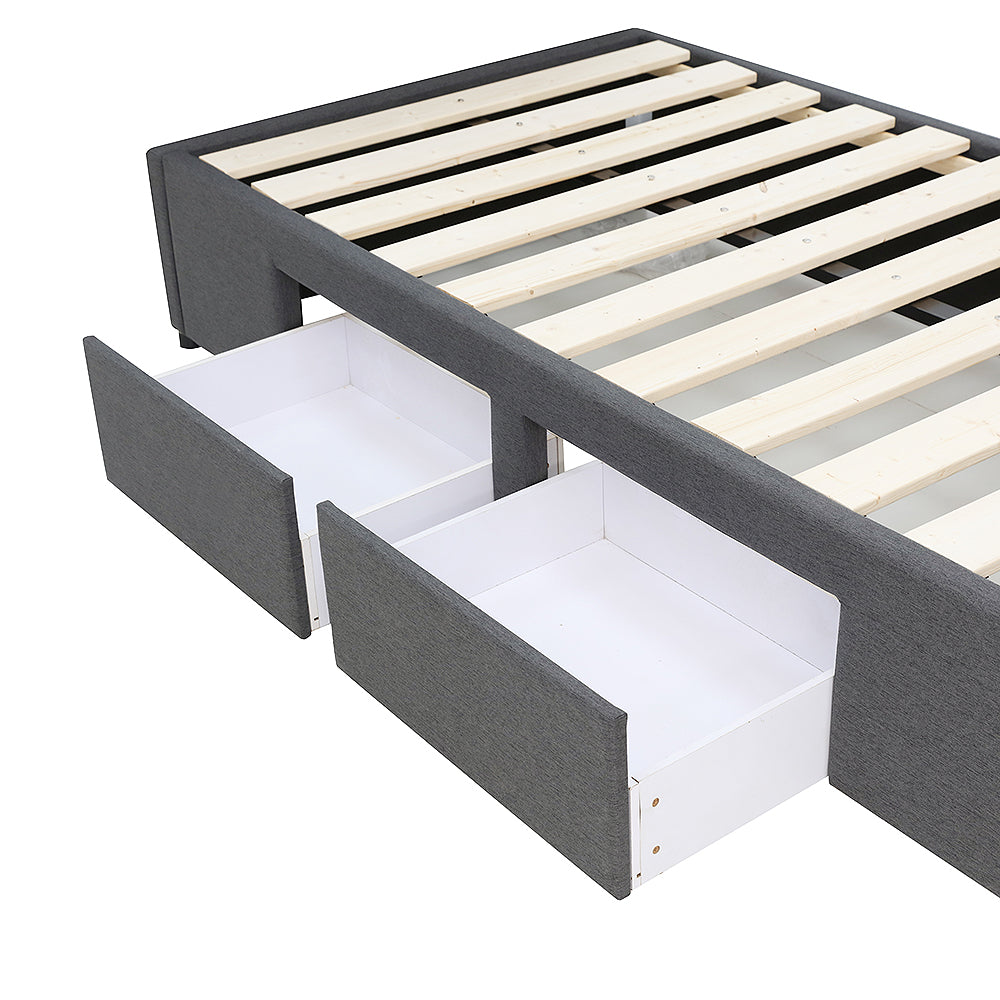 Bed Bases with 2 Drawers - King Single - Charcoal