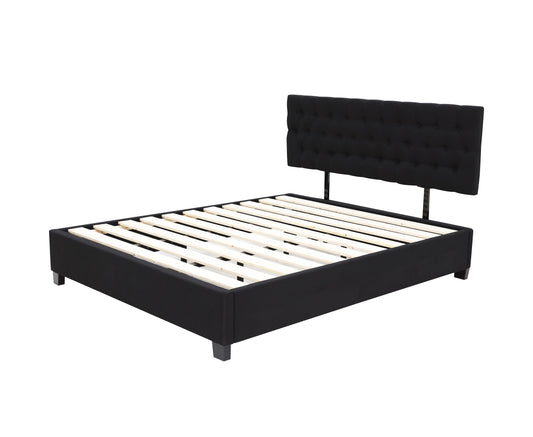 Adjustable Button Headboard Bed Frame - Super King - Black