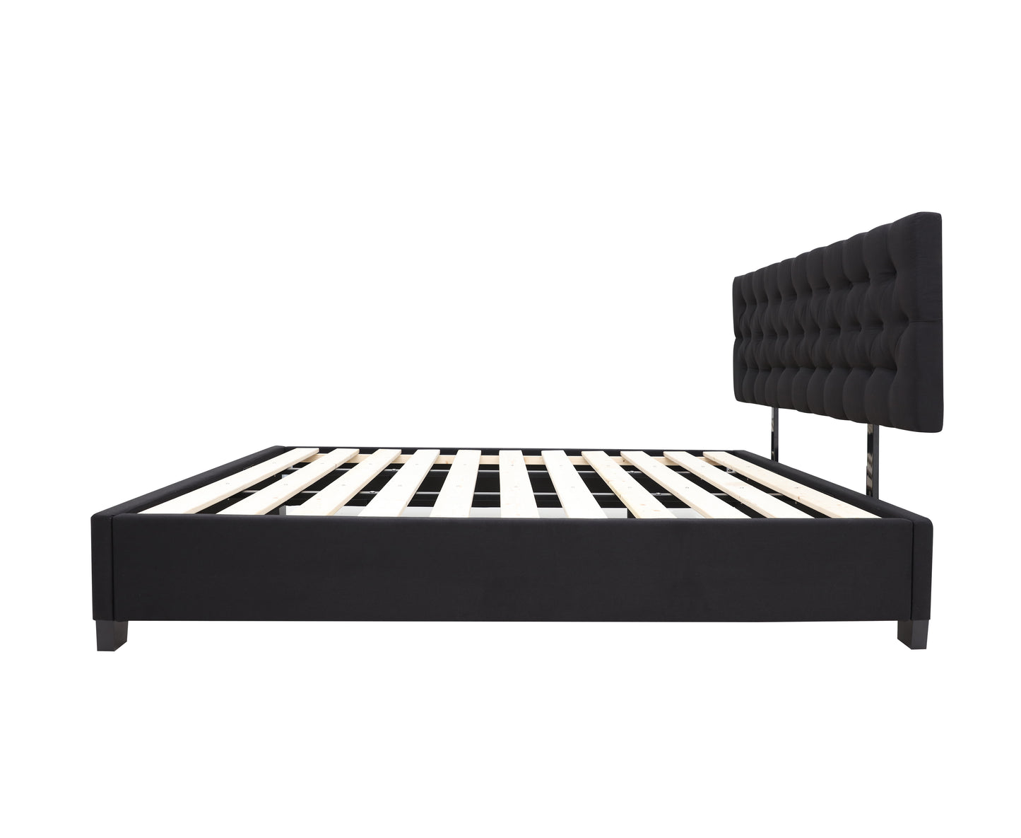 Adjustable Button Headboard Bed Frame - Double - Black