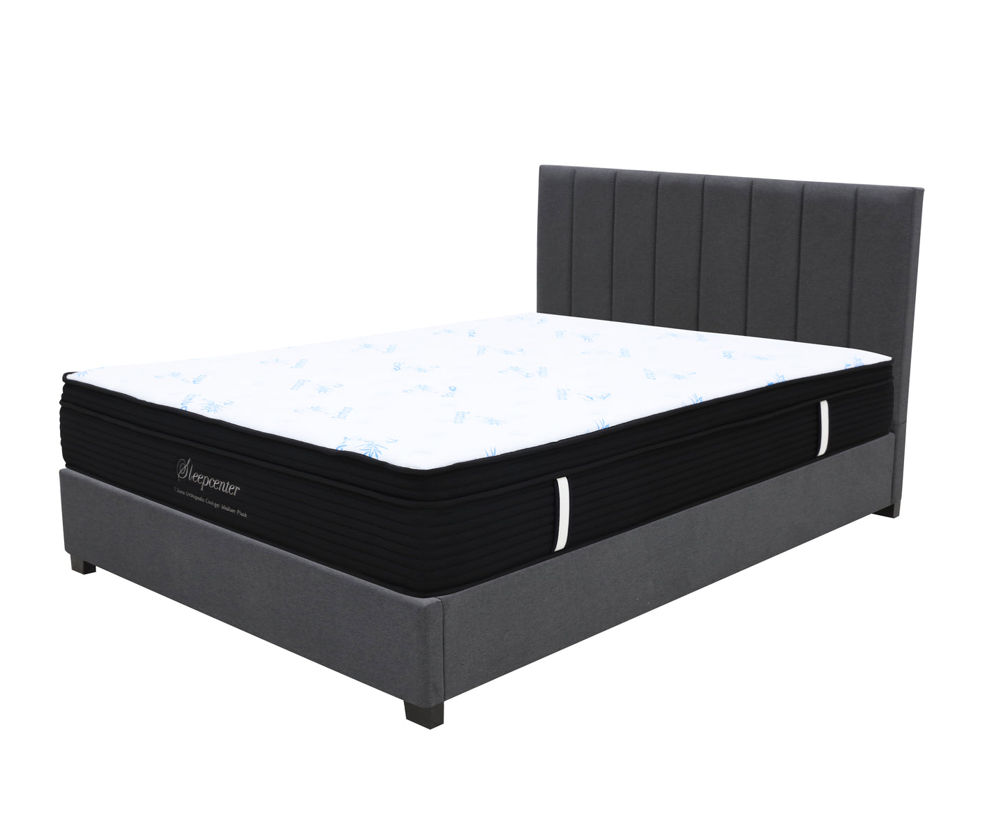 King euro top 5 zone pocket spring mattress and Bed frame with Modern head board Combo