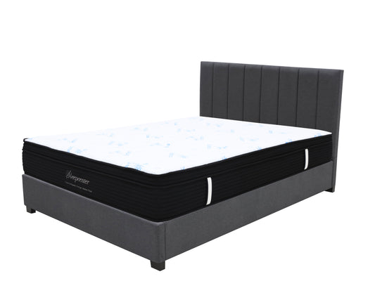 Double Euro Top 5 zone pocket spring Mattress & Bed frame with Modern head board Combo
