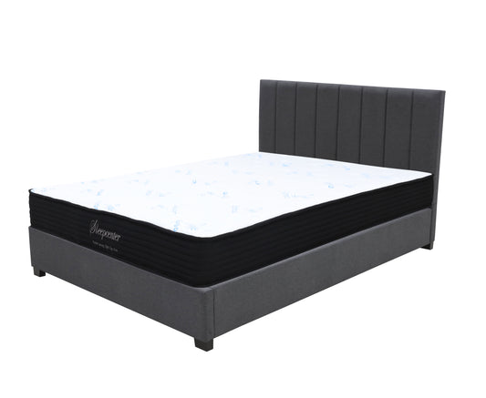 Double Tight Top 5 Zone Pocket Spring Mattress & Bed frame with Modern headboard Combo