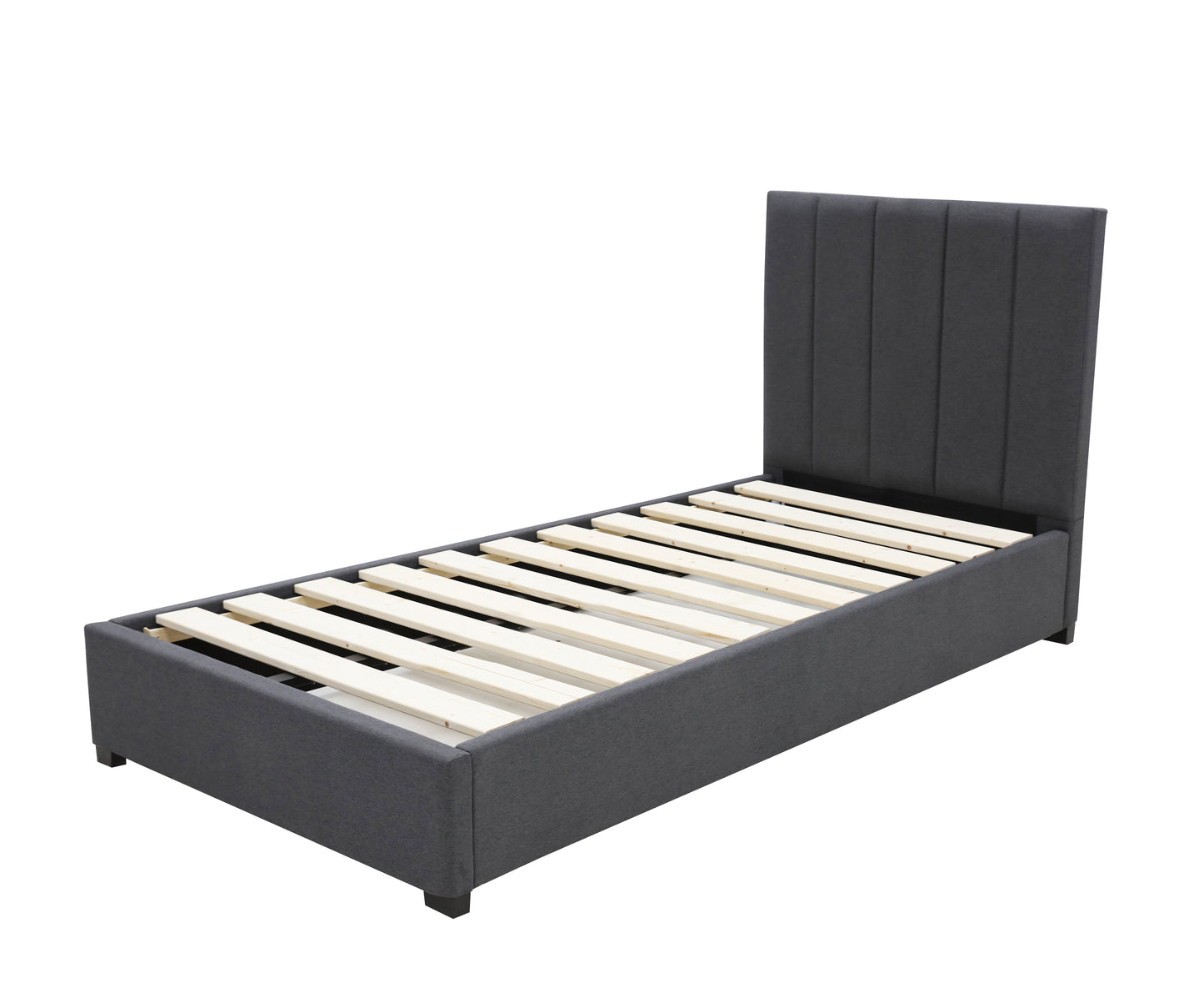Modern Headboard Bed Frame - Single - Charcoal
