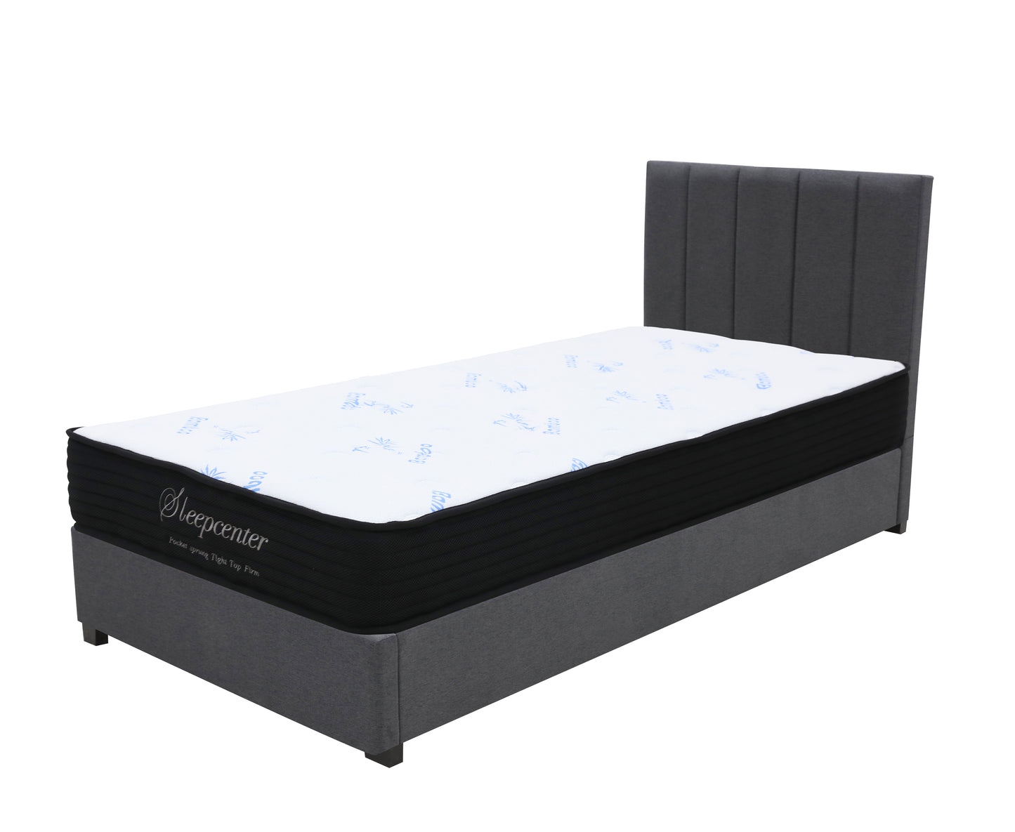 King Single Tight Top 5 Zone Pocket Spring Mattress & Bed frame with Modern headboard Combo