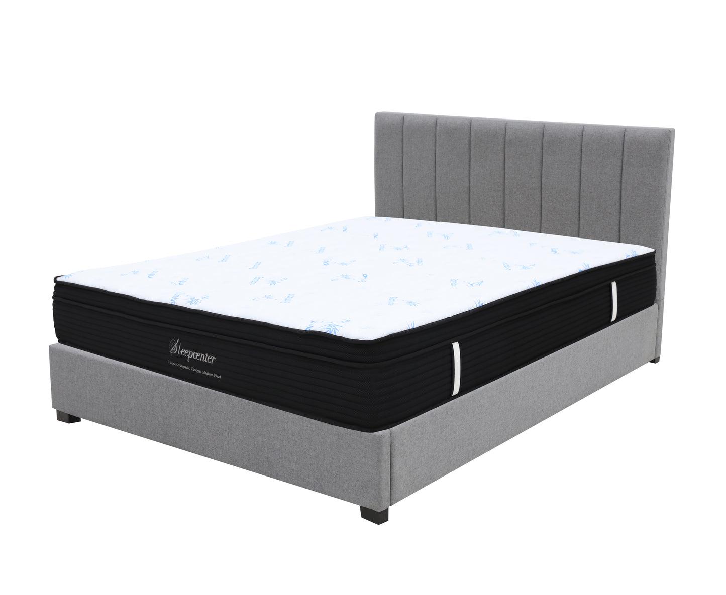 Double Euro Top 5 zone pocket spring Mattress & Bed frame with Modern head board Combo