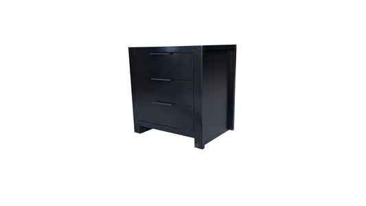 Taranaki Solid Pine Bedside Table - 3 Drawers - Black