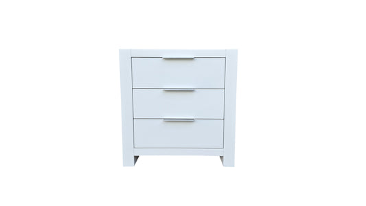 Taranaki Solid Pine Bedside Table - 3 Drawers - White