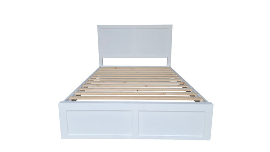 Taranaki Classic Headboard Solid Pine Bed Frame - King - White