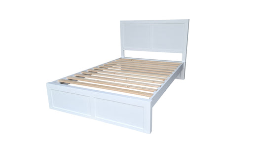 Taranaki Classic Headboard Solid Pine Bed Frame - King - White