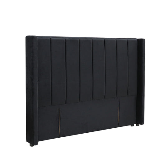 Modern Fullboard Headboard with Wings - Super King - Velvet Black