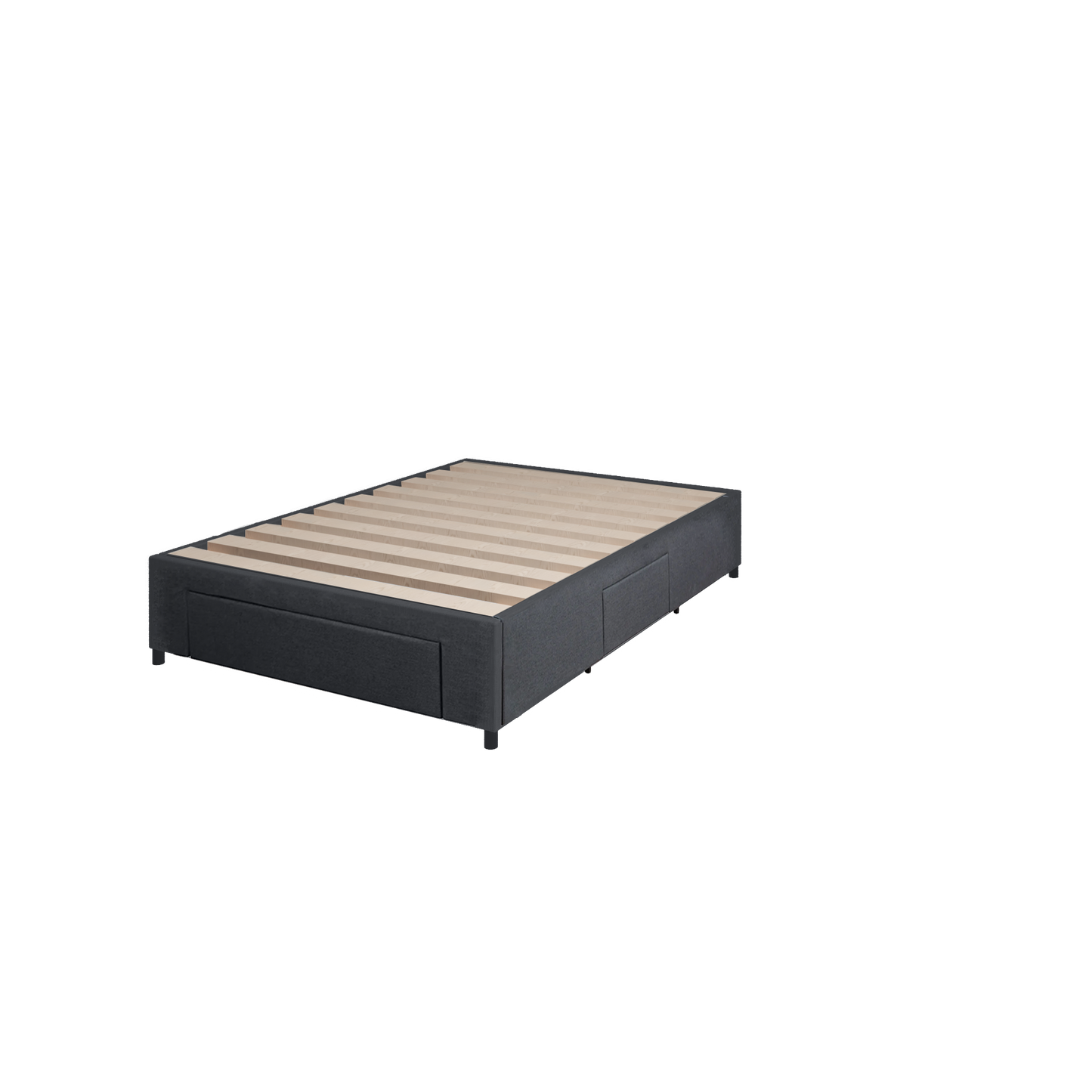 Bed Bases with 3 Drawers - Double - Charcoal