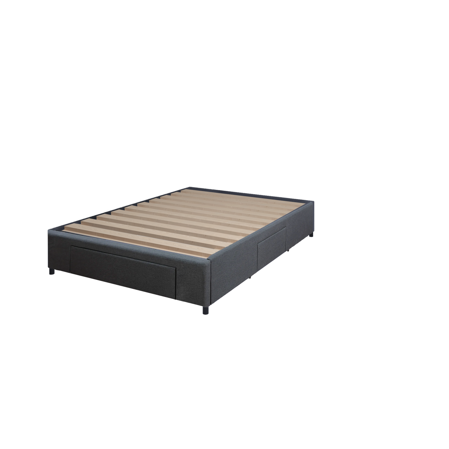 Bed Bases with 3 Drawers - Queen - Charcoal