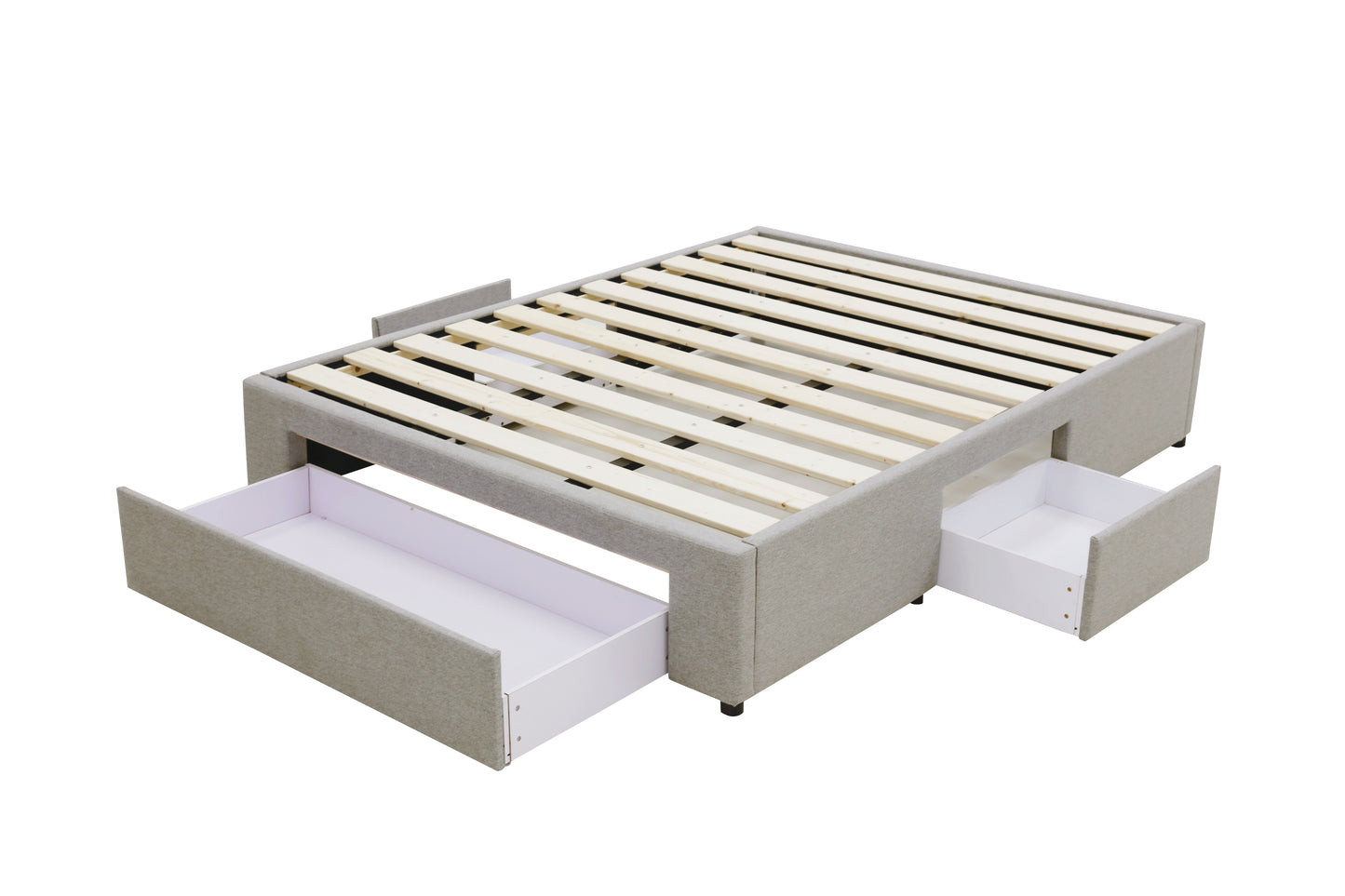 Bed Bases with 3 Drawers - Queen - Grey