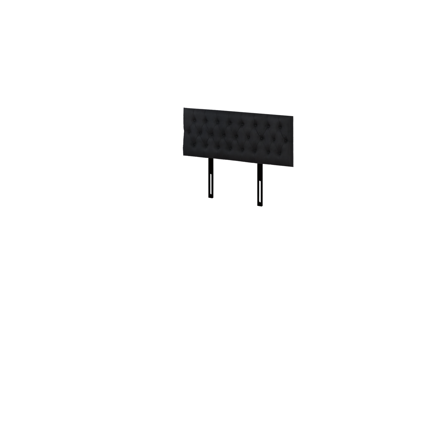 Button Headboard with Metal Legs - Double - Black