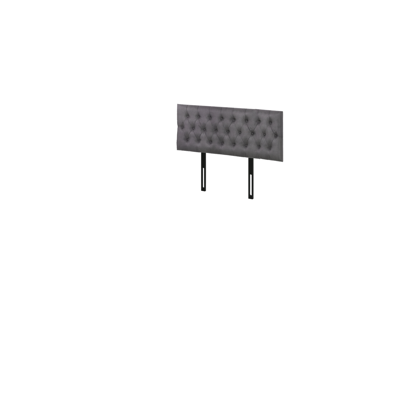 Button Headboard with Metal Legs - Double - Charcoal