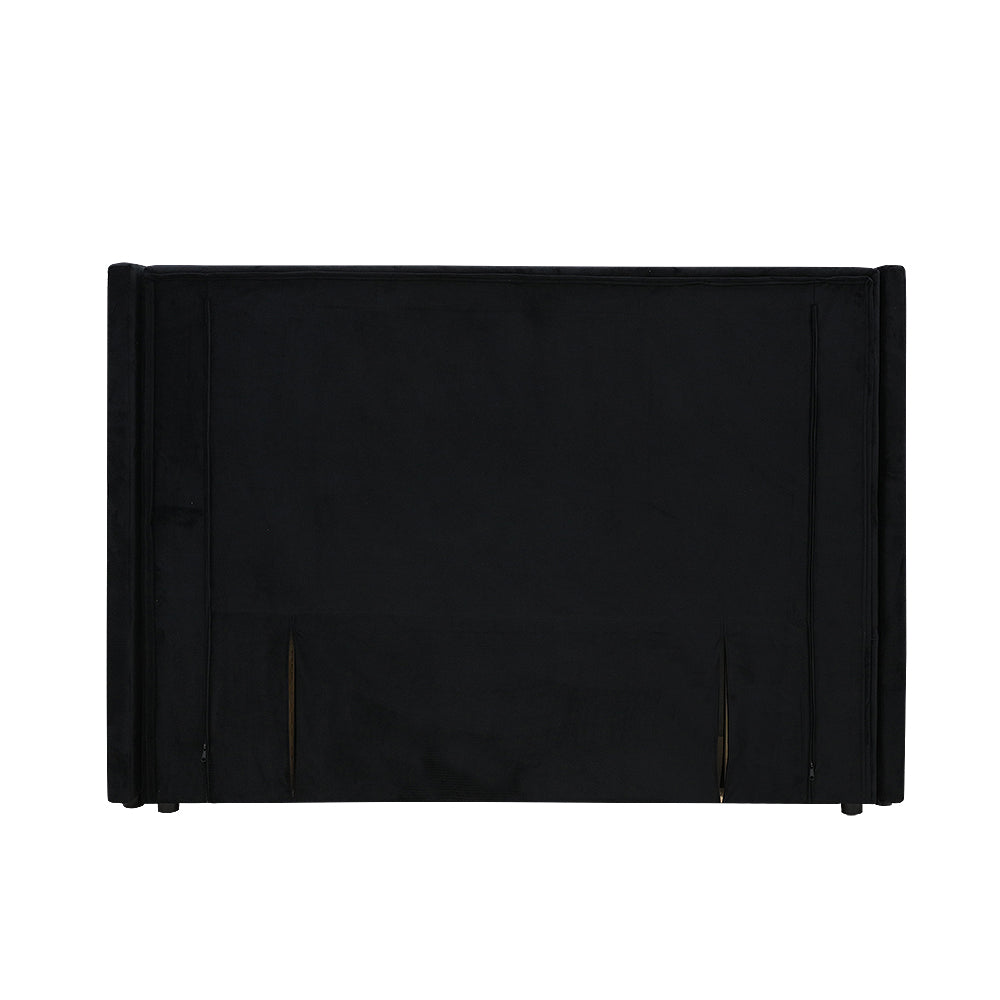 Modern Fullboard Headboard with Wings - Super King - Velvet Black