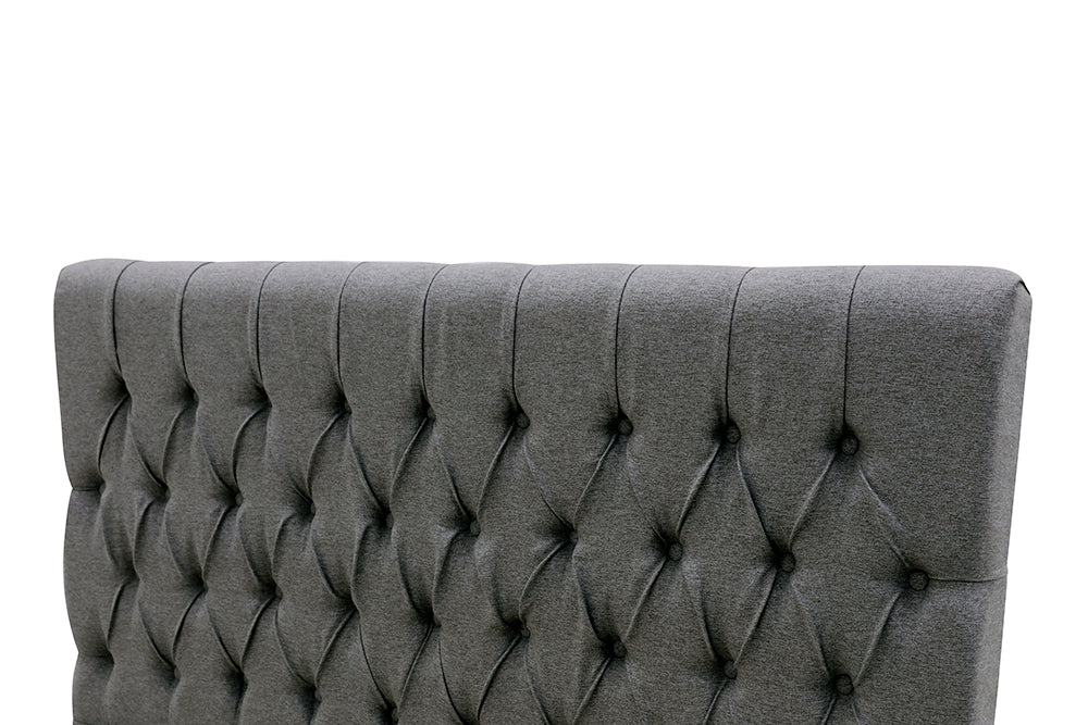 Deluxe Buttoned Fullboard Headboard - Super King - Charcoal