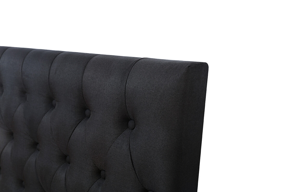 Button Headboard with Metal Legs - King Single - Black