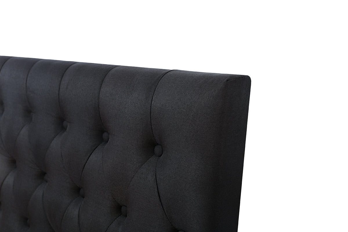 Button Headboard with Metal Legs - King - Black
