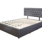 Adjustable Button Headboard with 3 Drawers Bed Frame - Queen - Charcoal