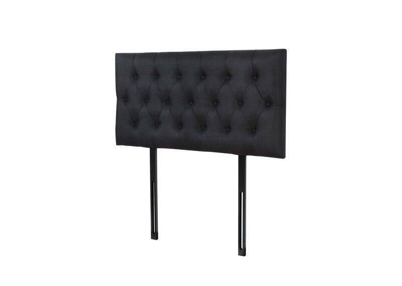 Button Headboard with Metal Legs - King Single - Black