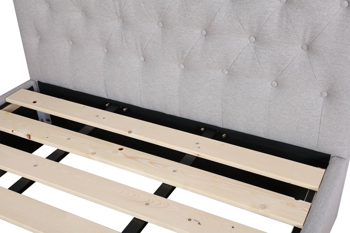 Button Headboard with 3 Drawers Bed Frame - Queen - Latte