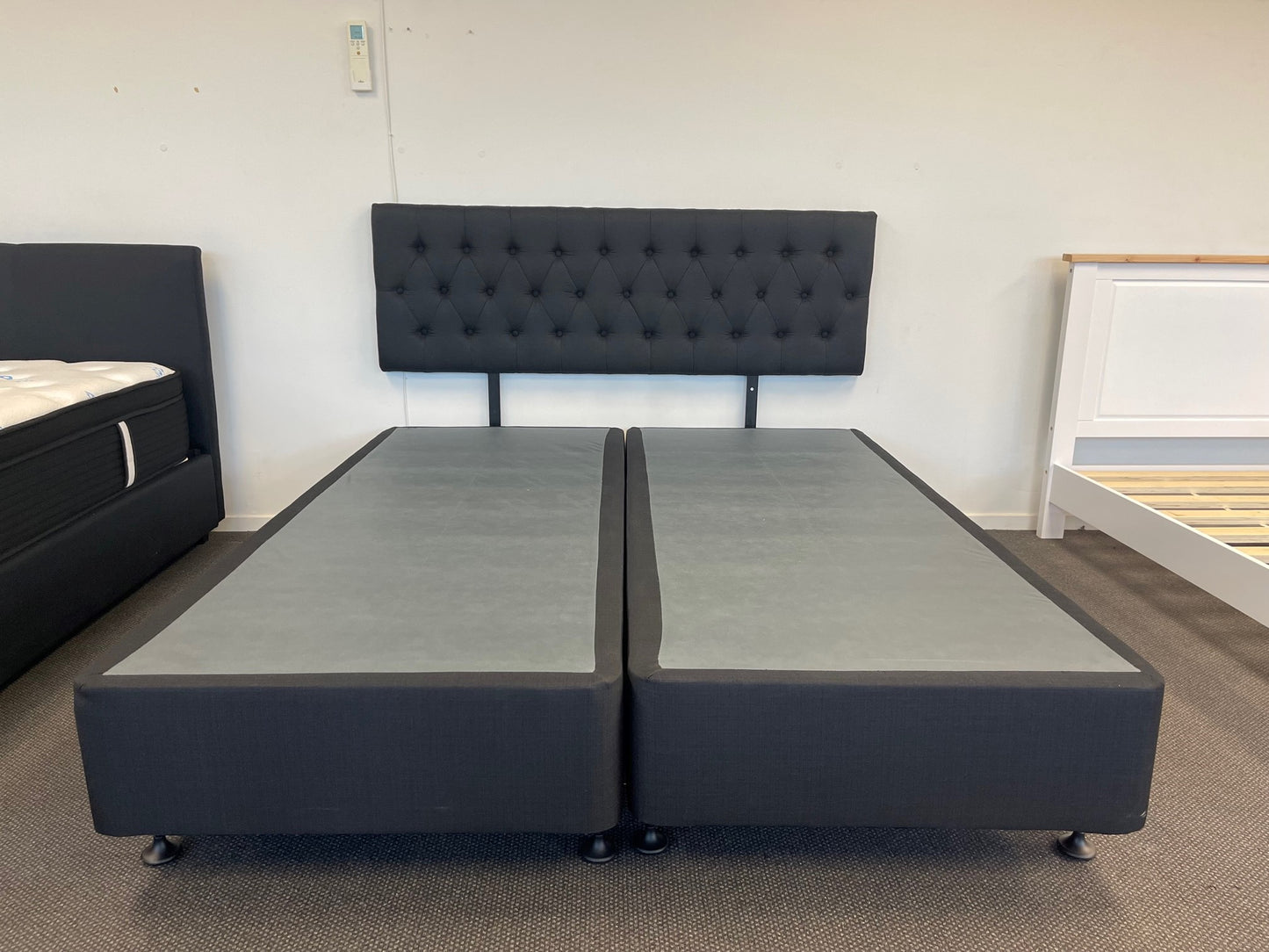 Super King Tight Top 5 Zone Pocket Spring Mattress&NZ Made Base&Button Headboard Combo