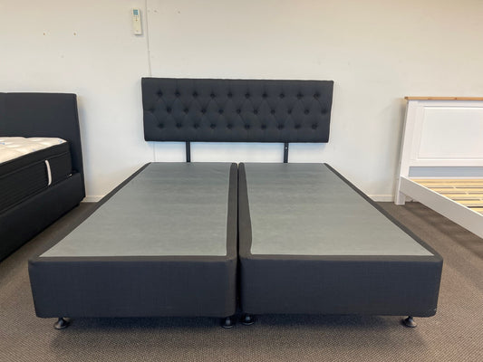 Super King Tight Top 5 Zone Pocket Spring Mattress&NZ Made Base&Button Headboard Combo