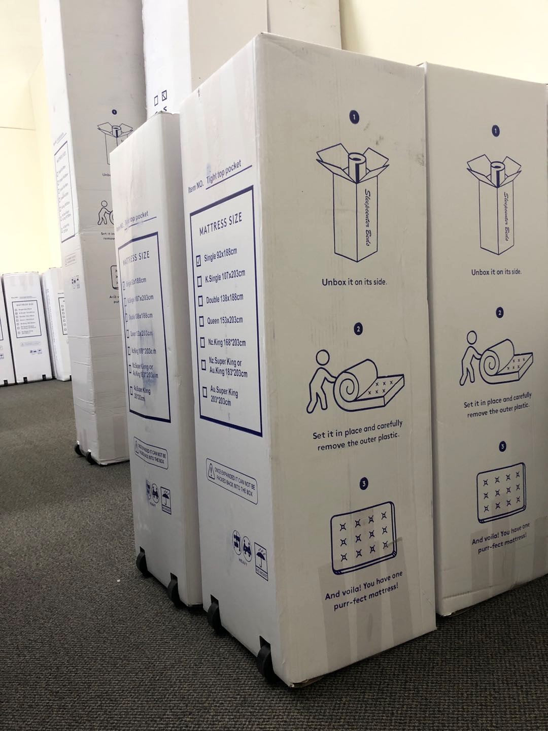 Queen Euro Top 5 zone pocket spring Mattress & Bed frame with Modern head board Combo