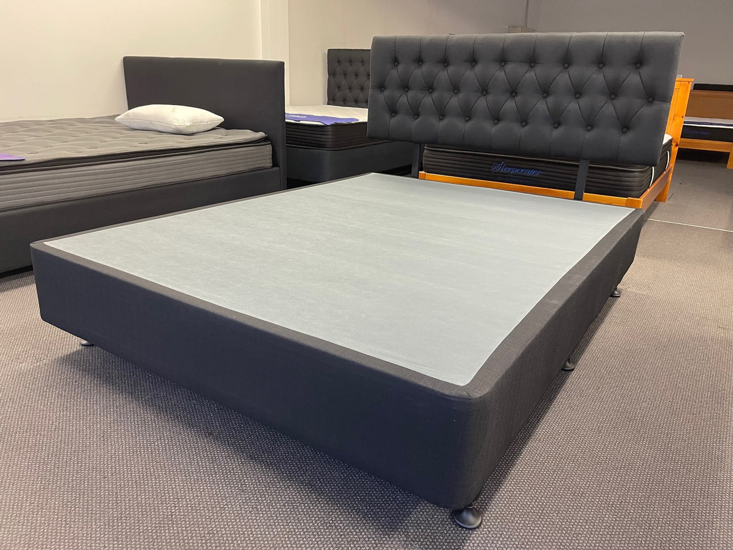 Queen Tight Top 5 Zone Pocket Spring Mattress & NZ Made Base & Button Headboard Combo