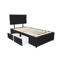 Adjustable Button Headboard with 2 Drawers Bed Frame - Single - Black