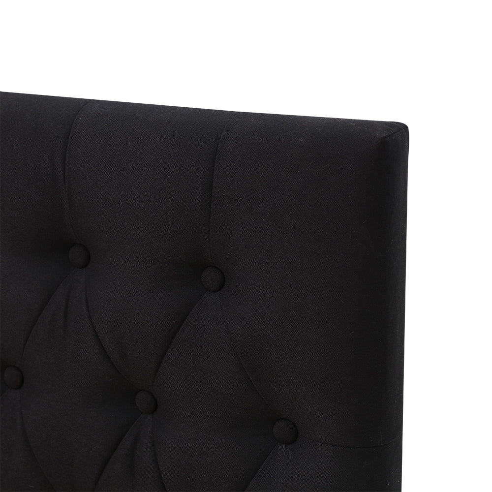 Adjustable Button Headboard with 2 Drawers Bed Frame - Single - Black