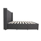 Modern Headboard with Wings Upholstered Storage Bed Frame - Super King - Charcoal