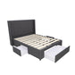 Modern Headboard with Wings Upholstered Storage Bed Frame - Super King - Charcoal