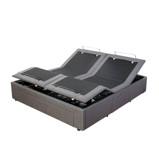Electrical Adjustable Bed Base With 3 Drawer Storage Bed - Super King - Charcoal
